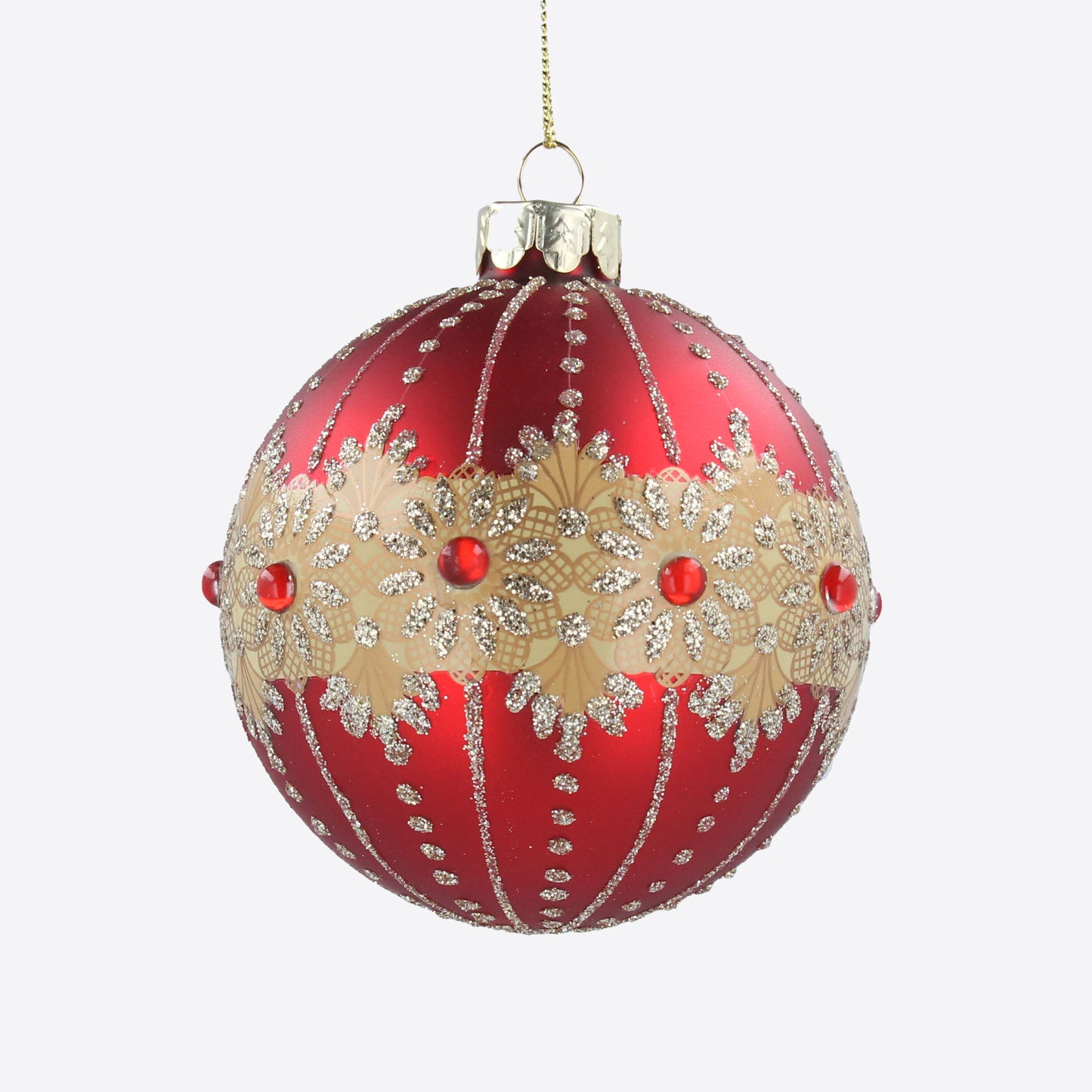 Red Glass Dec with Gold Jewel Band Not specified