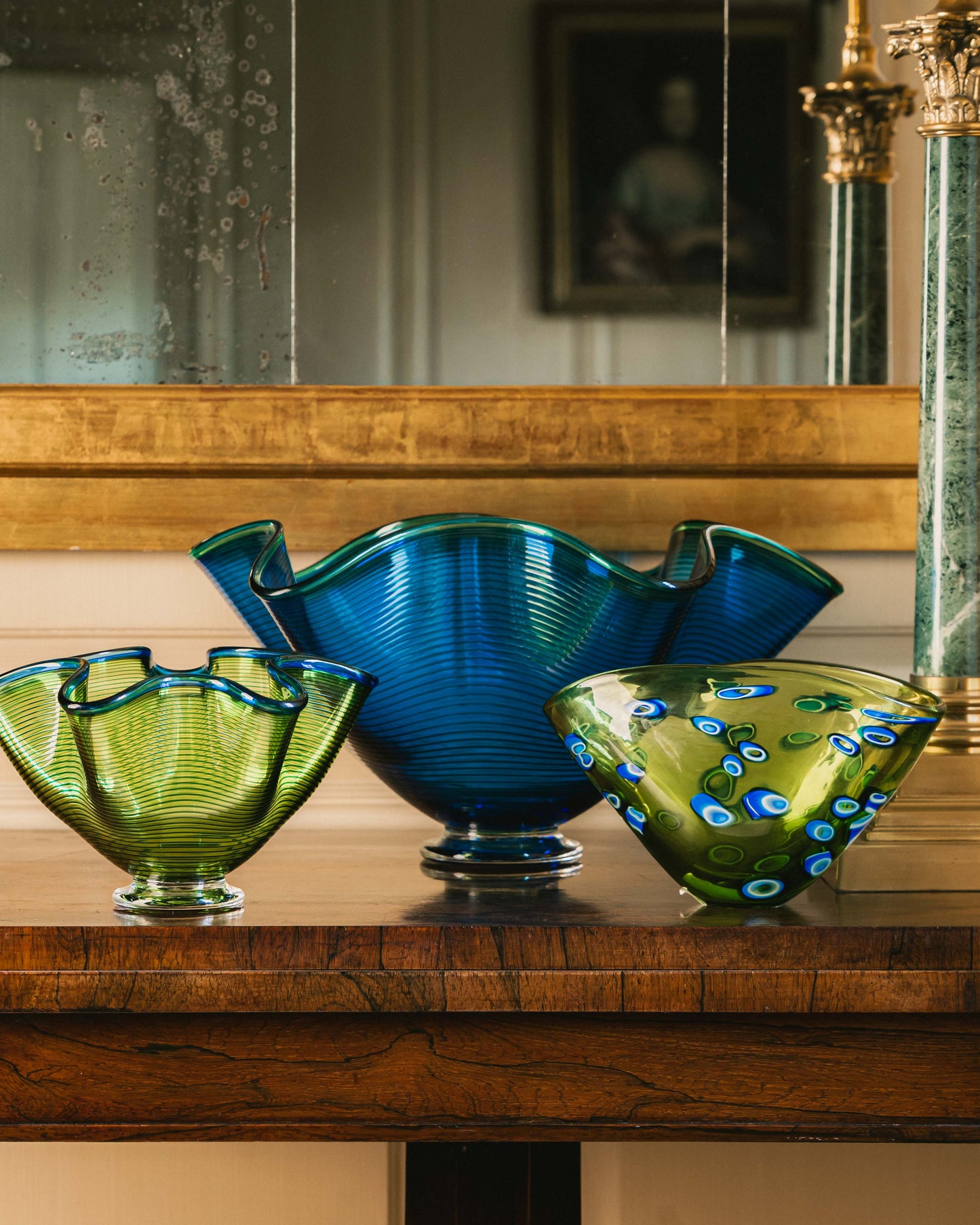 Large Blue Venetian Bowl