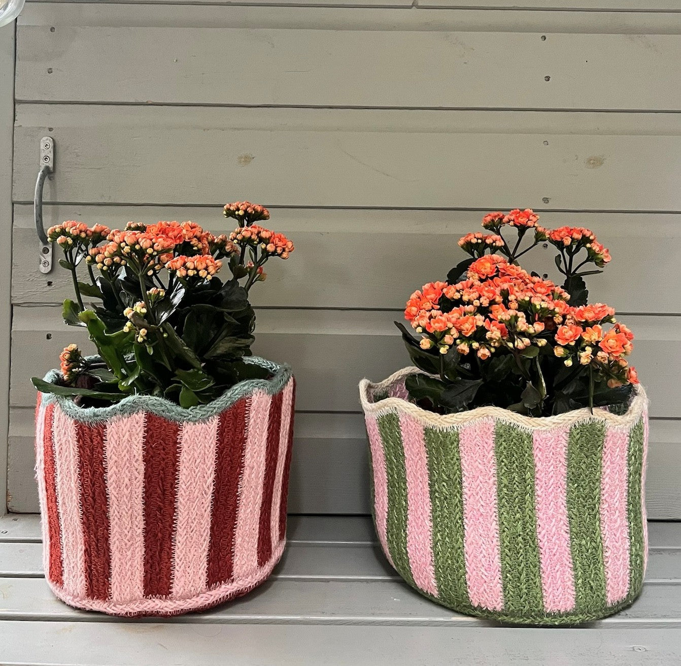 Pink and Red Striped Fluted Basket Joanna Wood Shop
