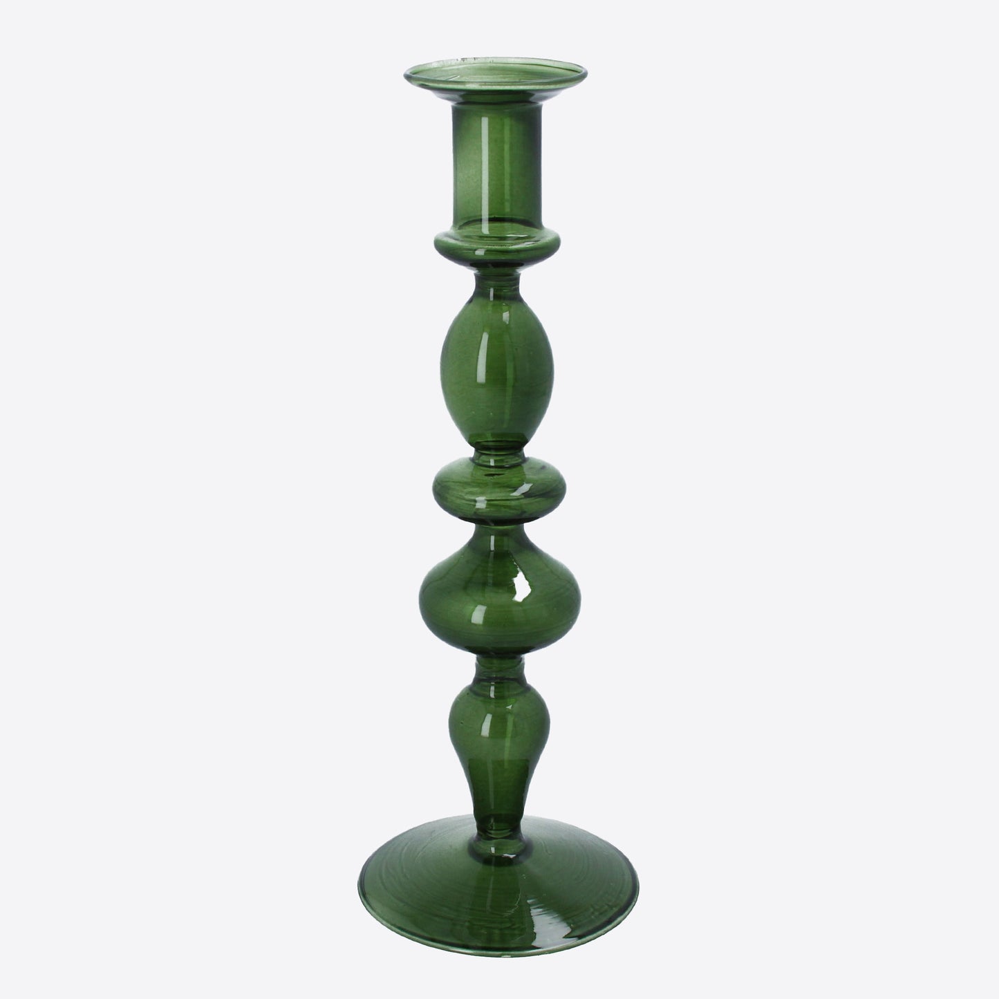 Green Glass Tapered Candlestick Not specified