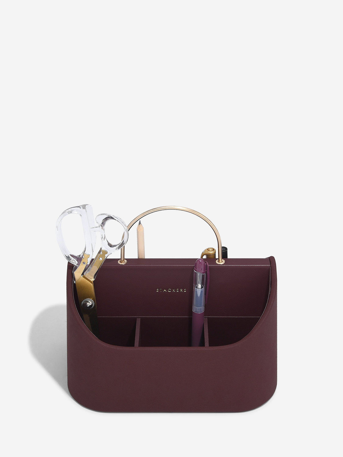 Stackers Burgundy Desk Caddy with Handle Joanna Wood Shop