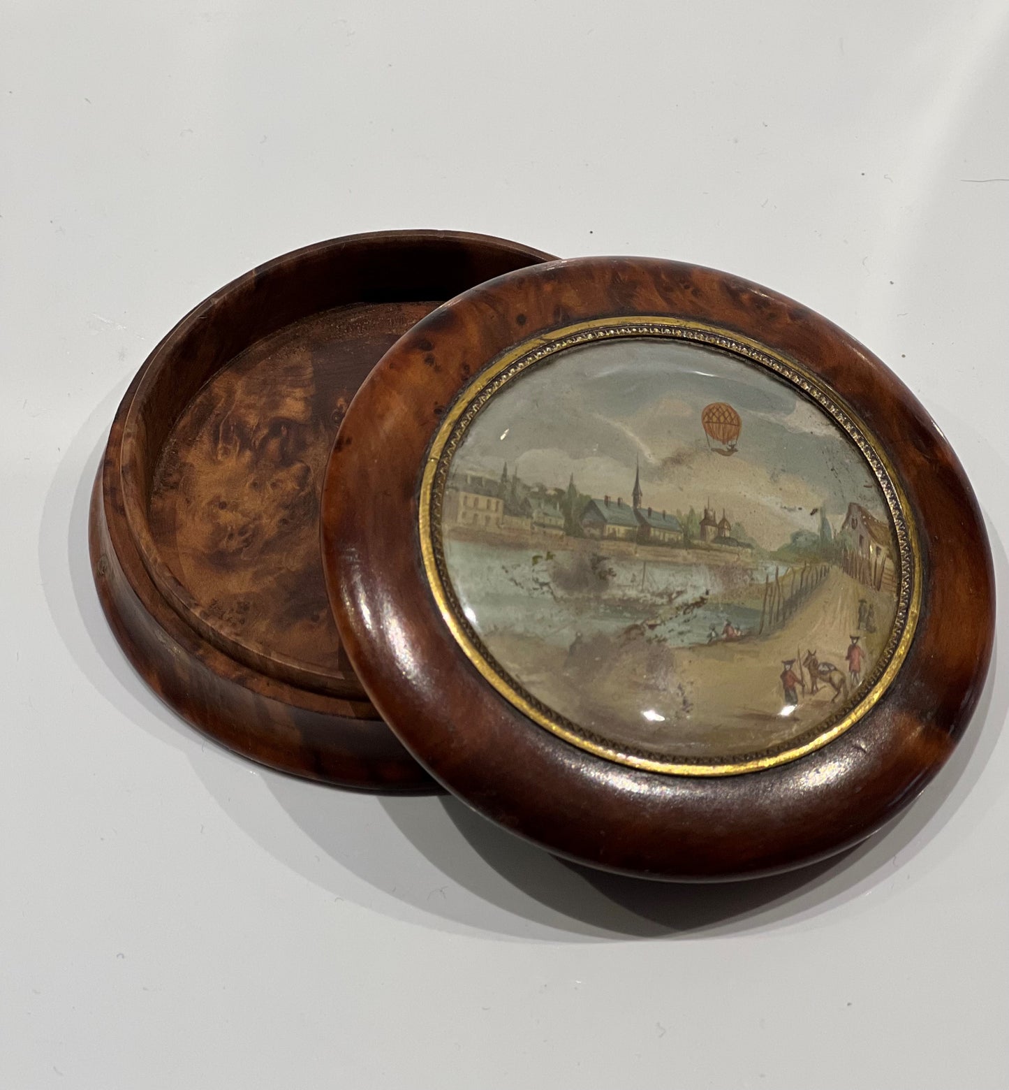 Georgian Thuya Wood Patch Box with Painted Miniature Joanna Wood shop