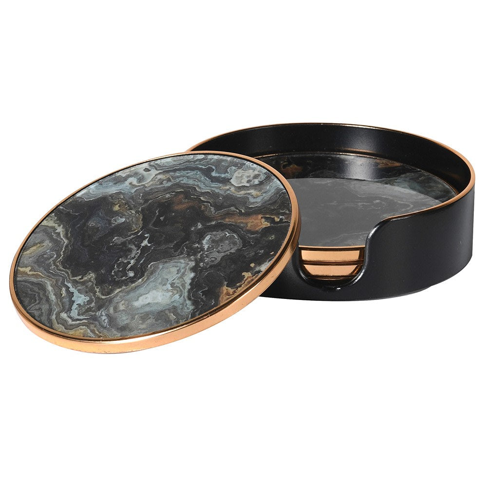 Set of 4 Black Marble Effect Coasters Joanna Wood Shop