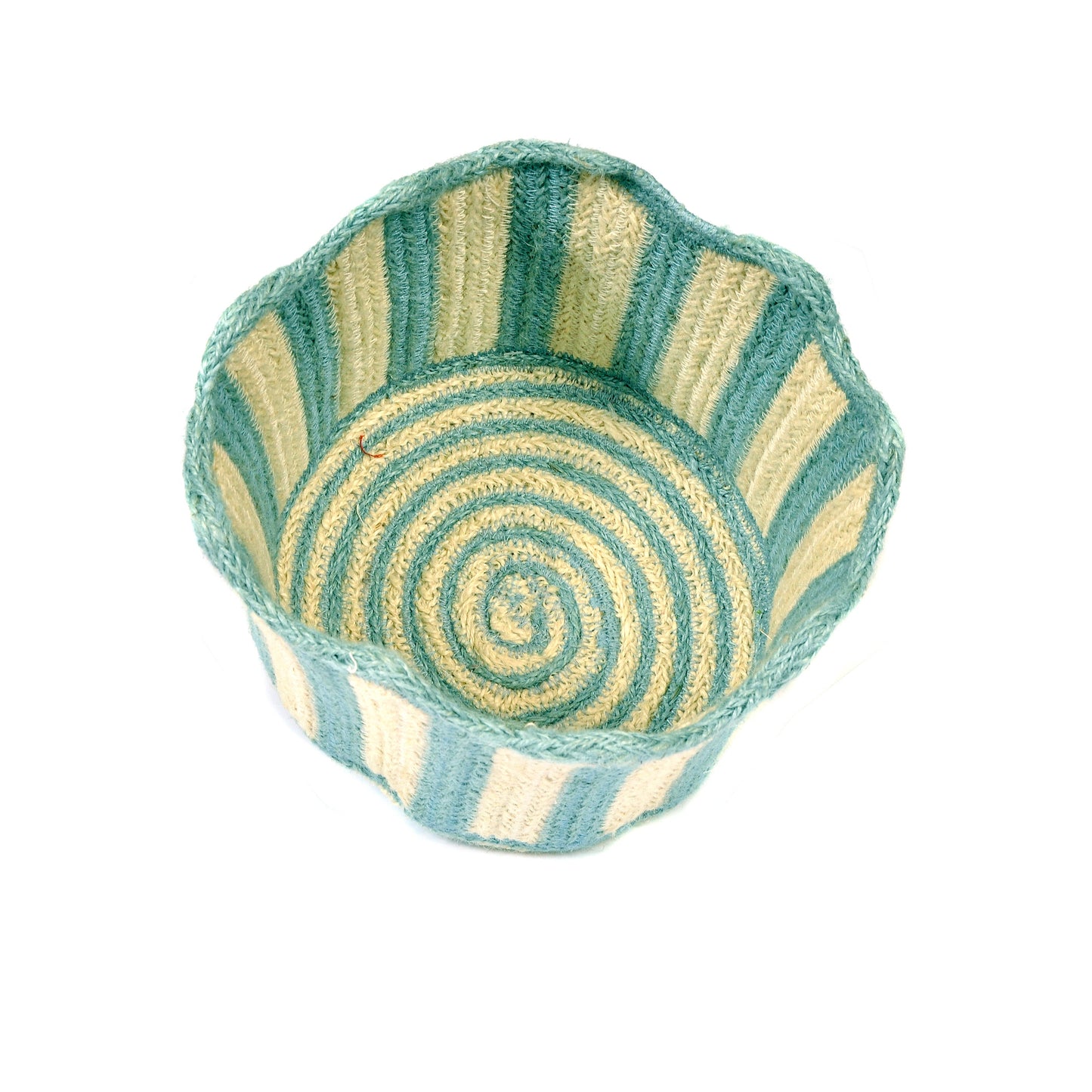 Pale Blue Striped Fluted Basket Not specified