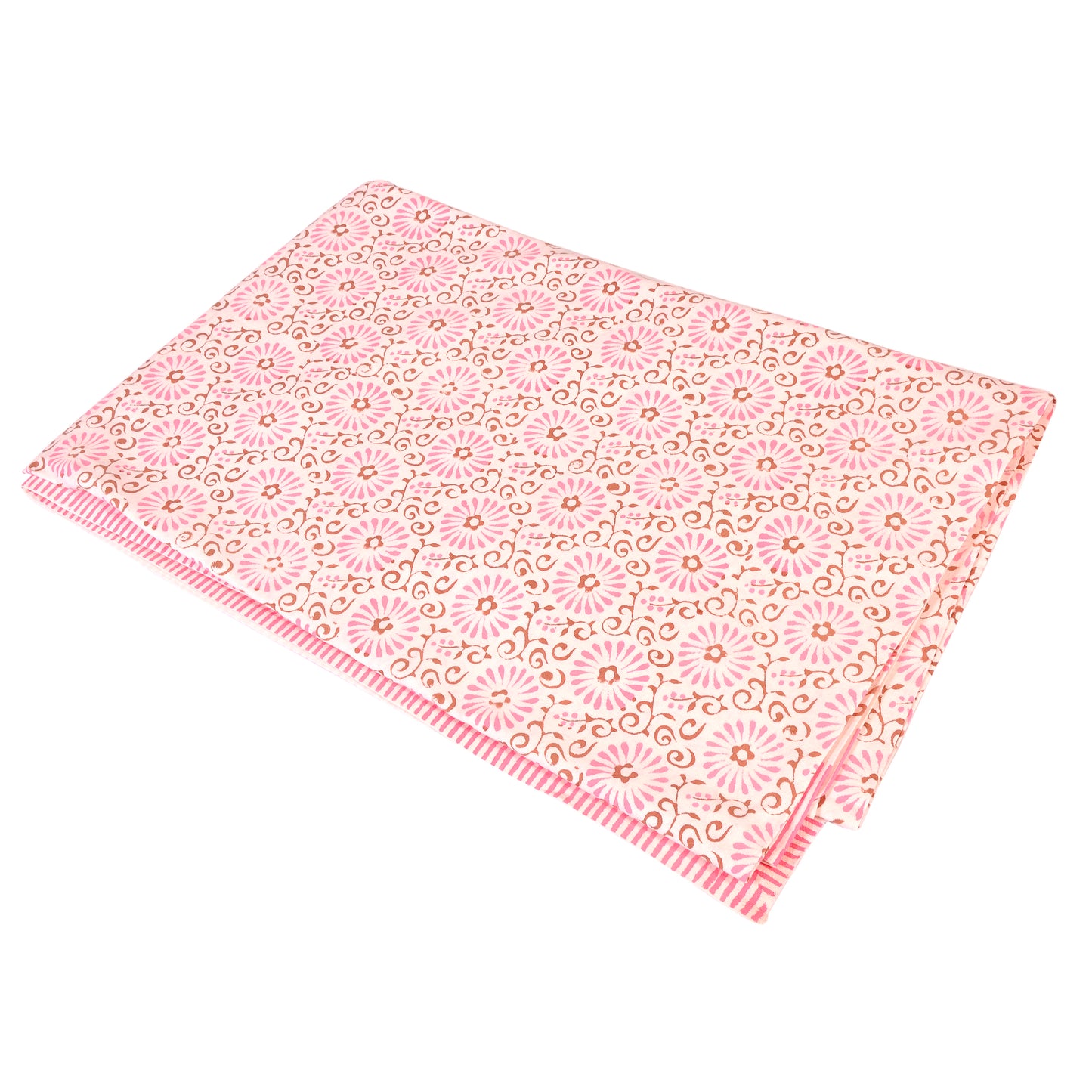 Pink Flowers and Stripes Cotton Tablecloth Large Joanna Wood Shop