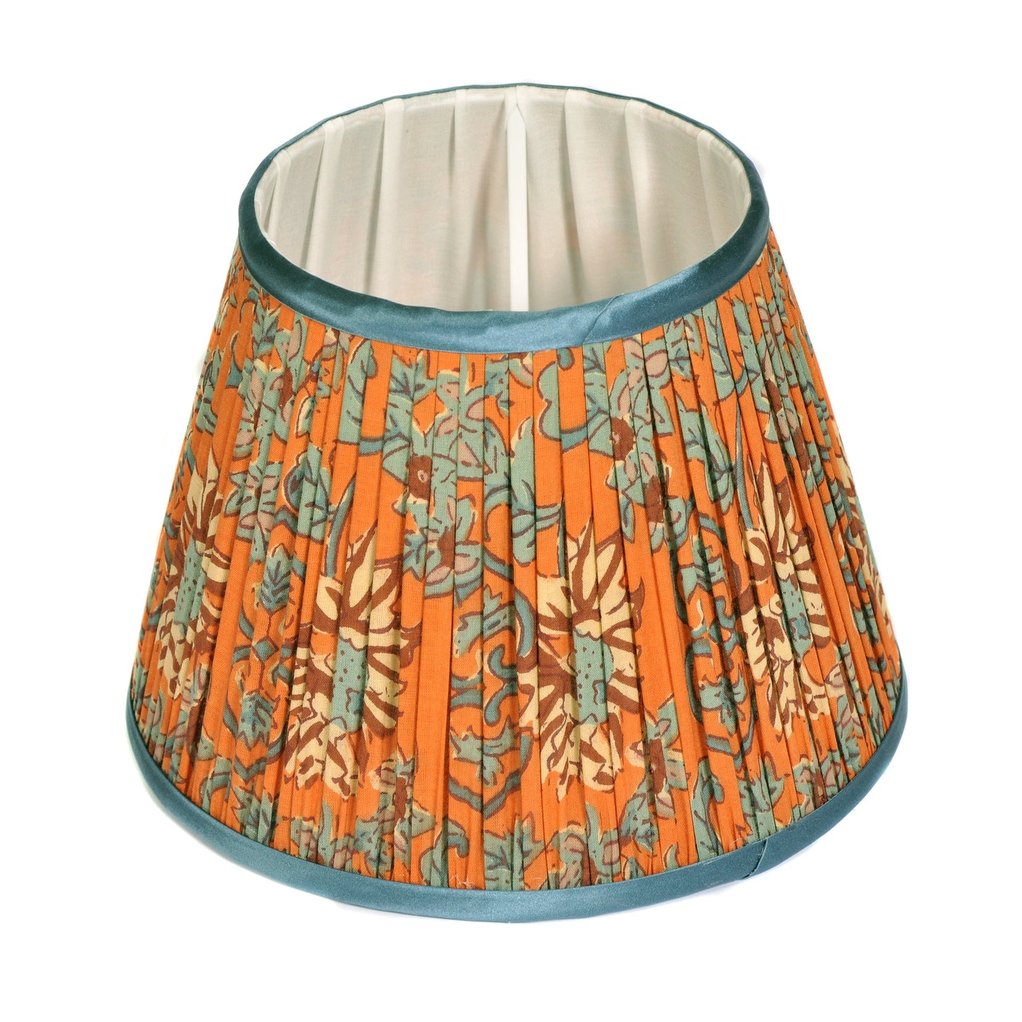 Orange and Teal Floral Pleated Lampshade 20cm Not specified