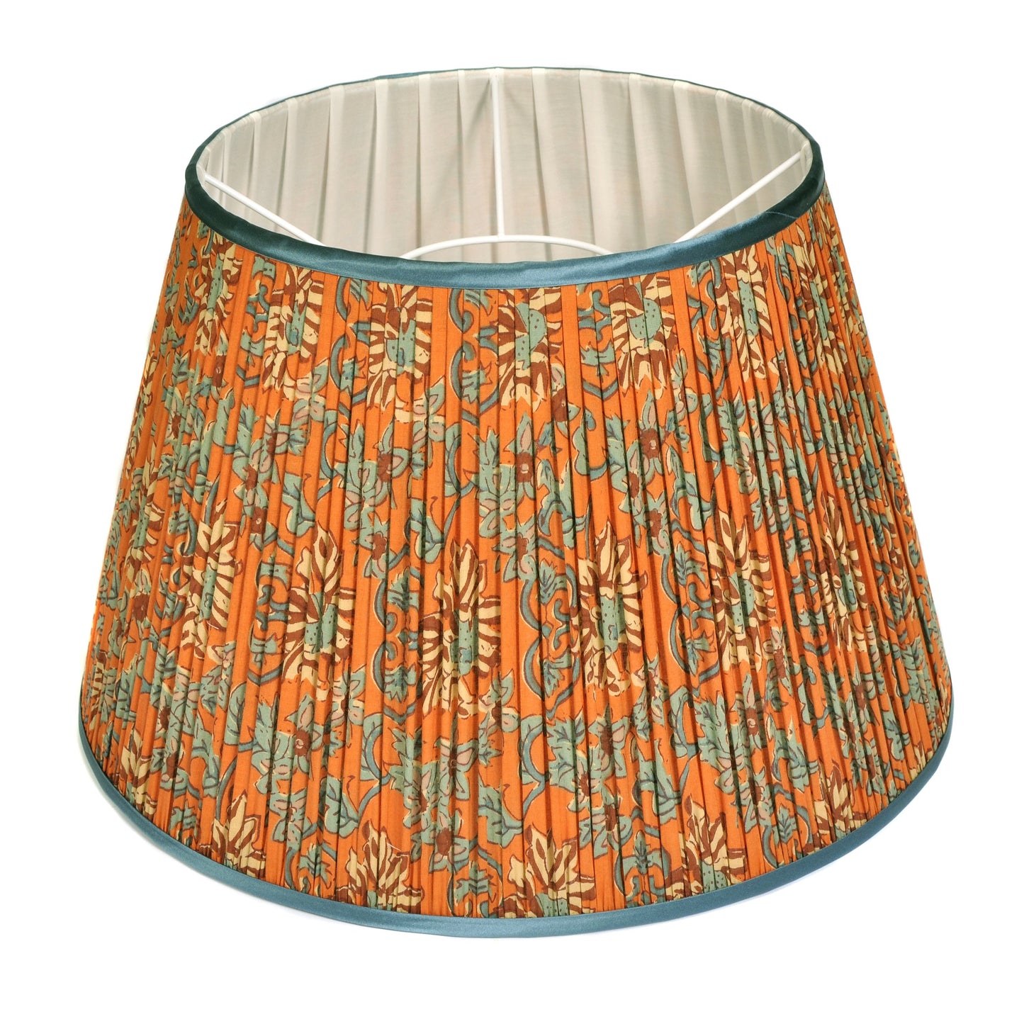 Orange and Teal Floral Pleated Shade 40cm Not specified