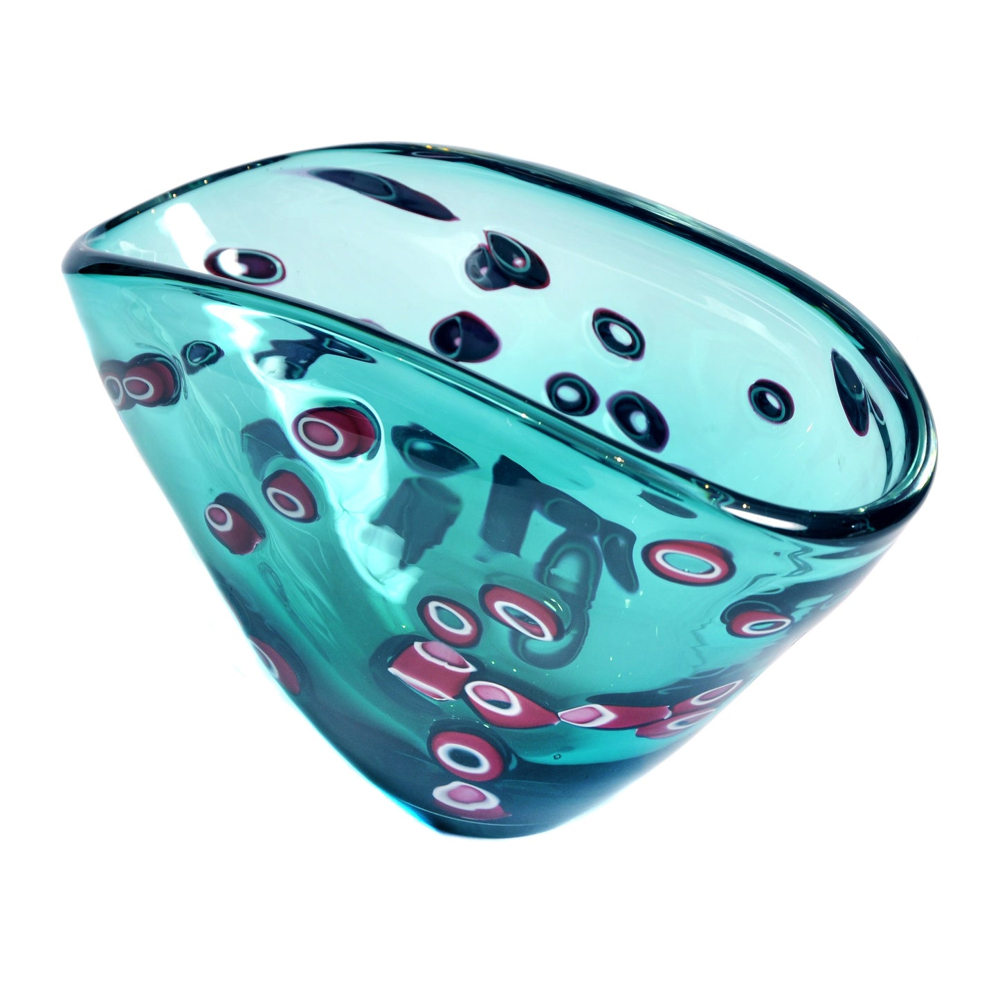 Small Aqua Hoops Bowl