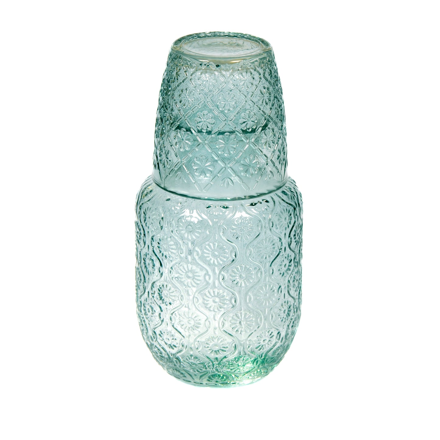 Blue Embossed Glass Nightset Not specified