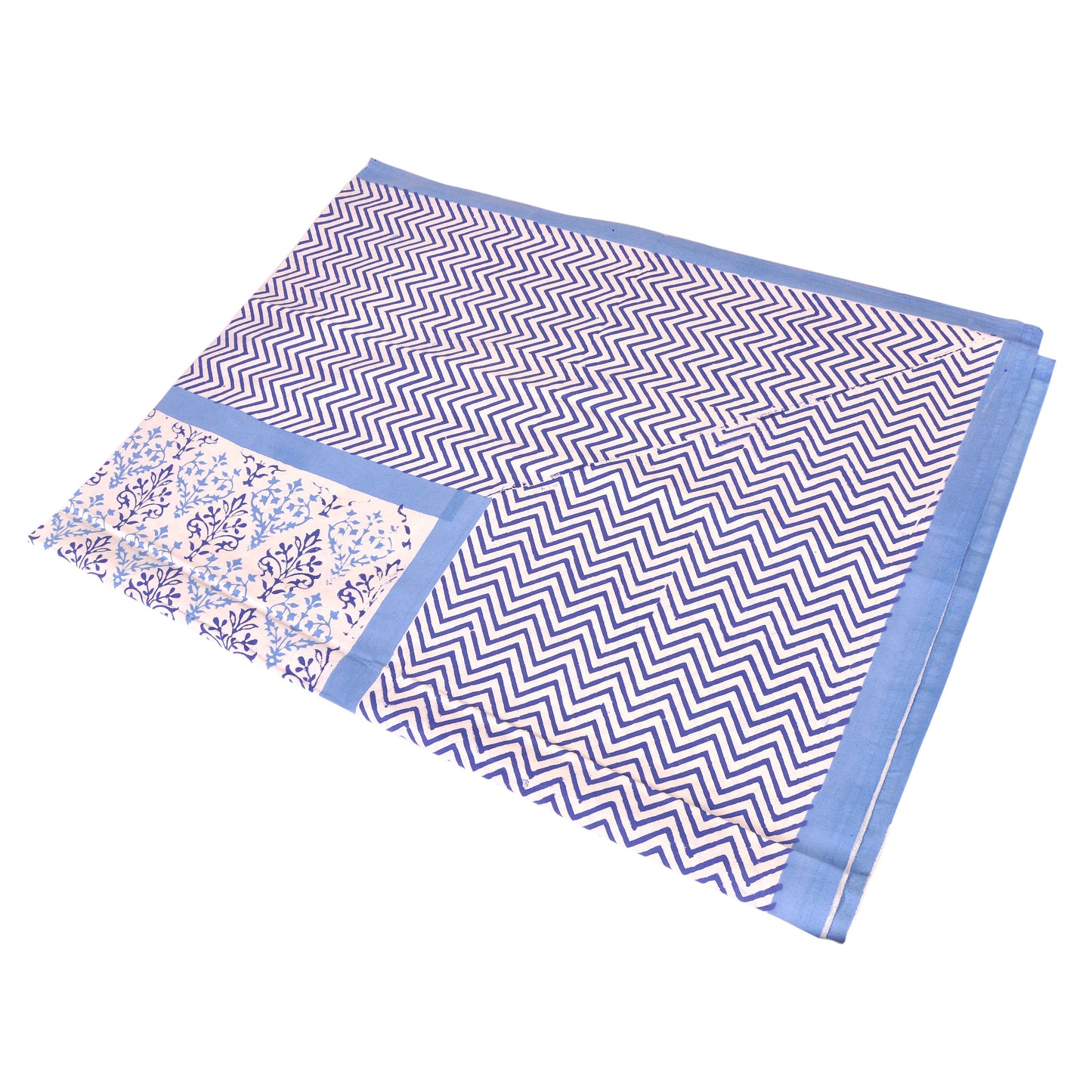 Mixed Blues and Zig Zag Floral Cotton Tablecloth Small Joanna Wood Shop