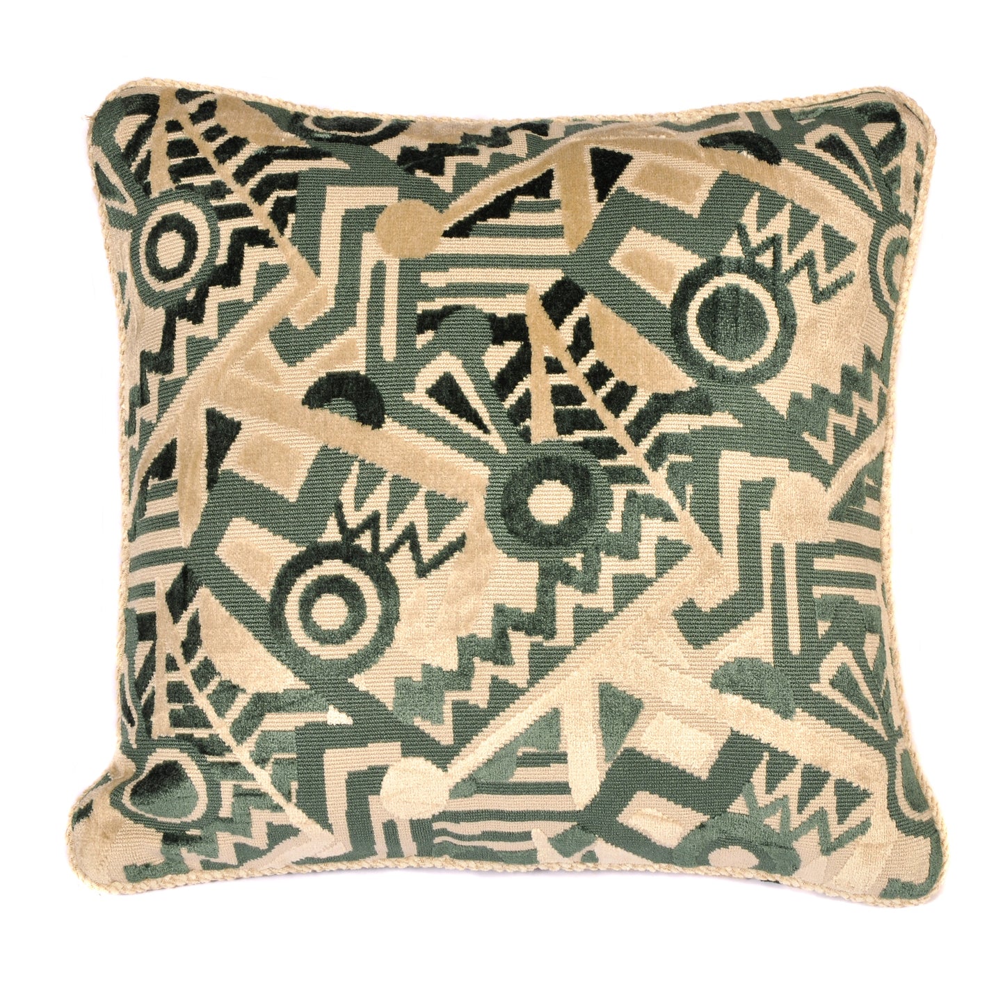 Green Chenille Art Deco Design Cushion Not specified