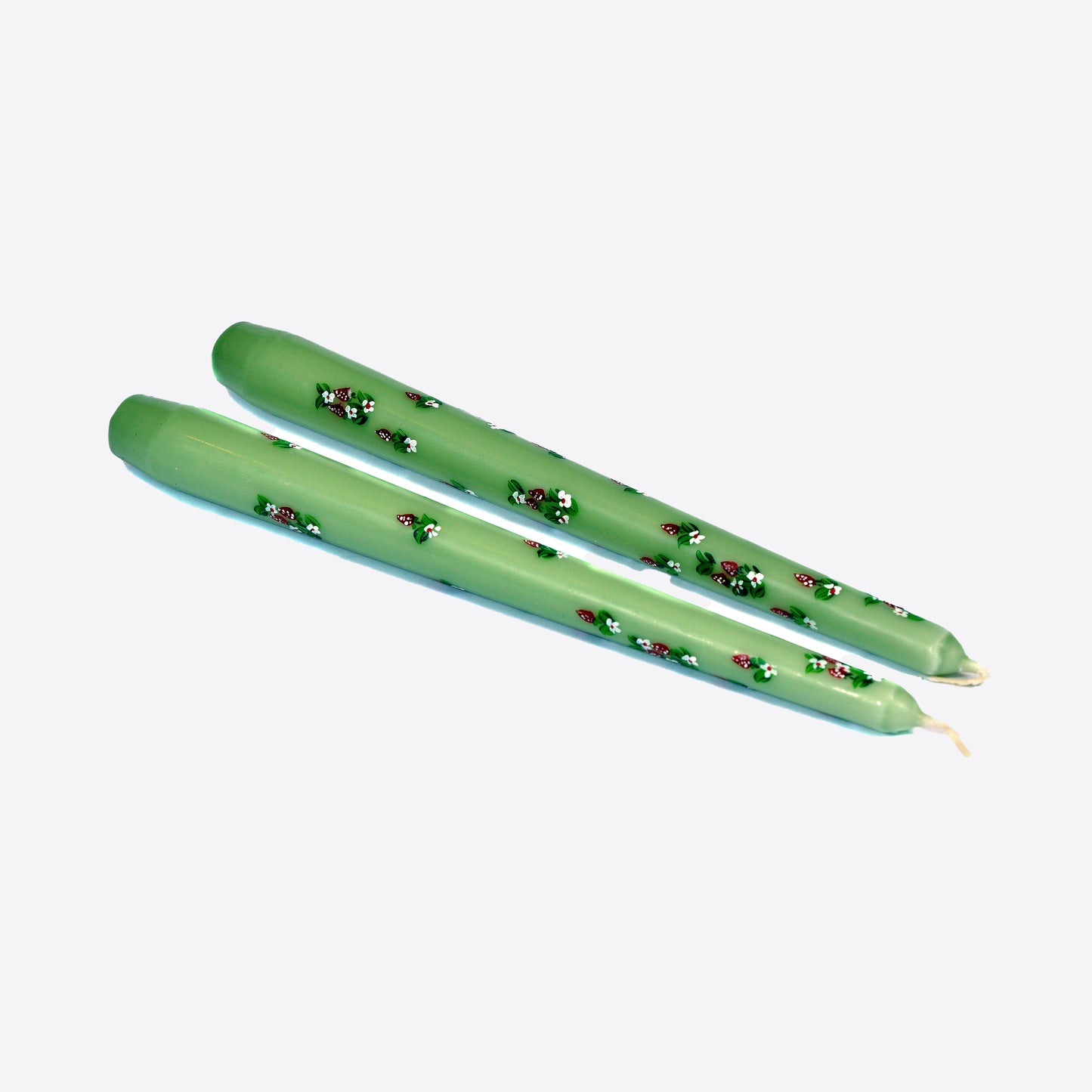 Pair of Green Hand Painted Strawberry Candles Not specified