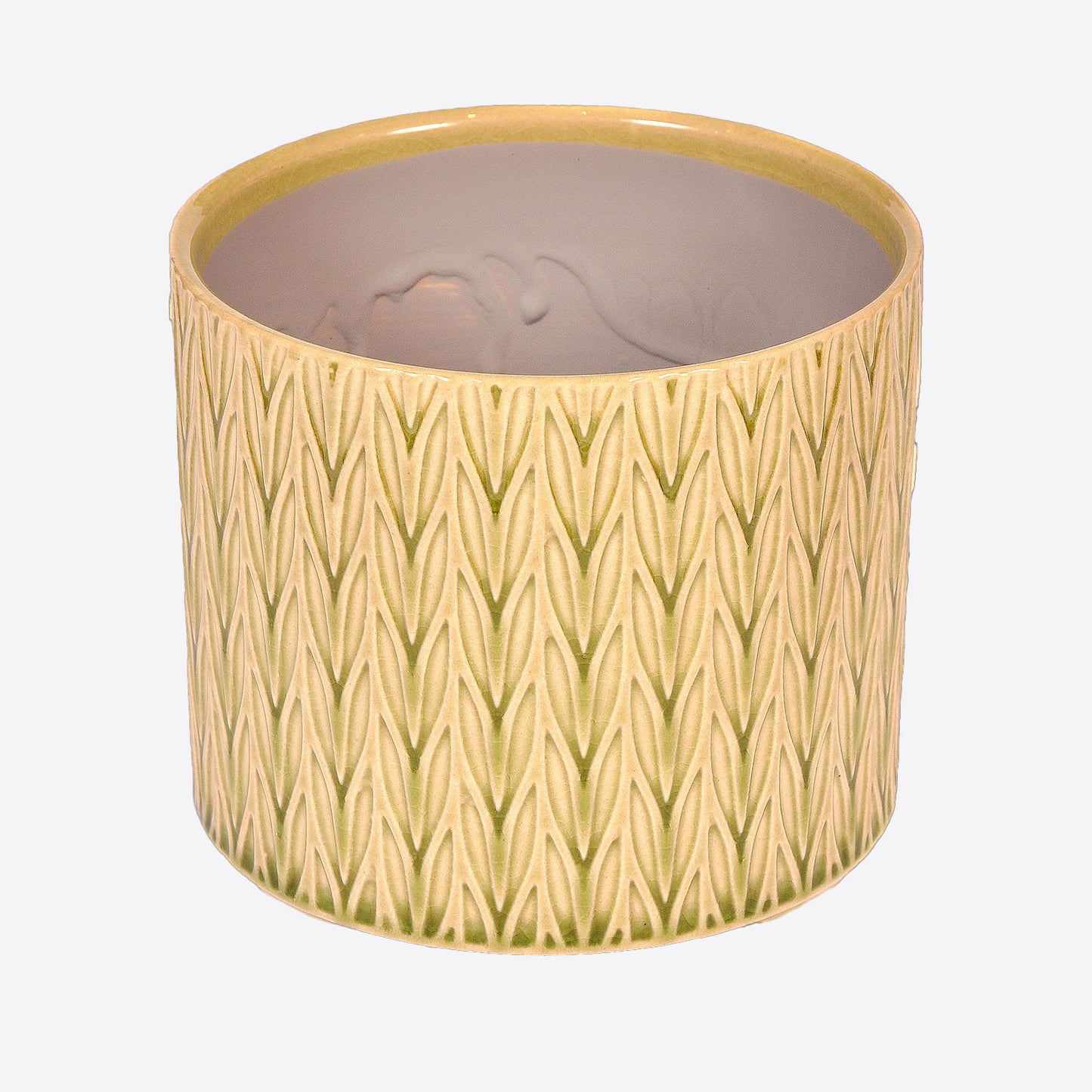 Green and white patterned planter