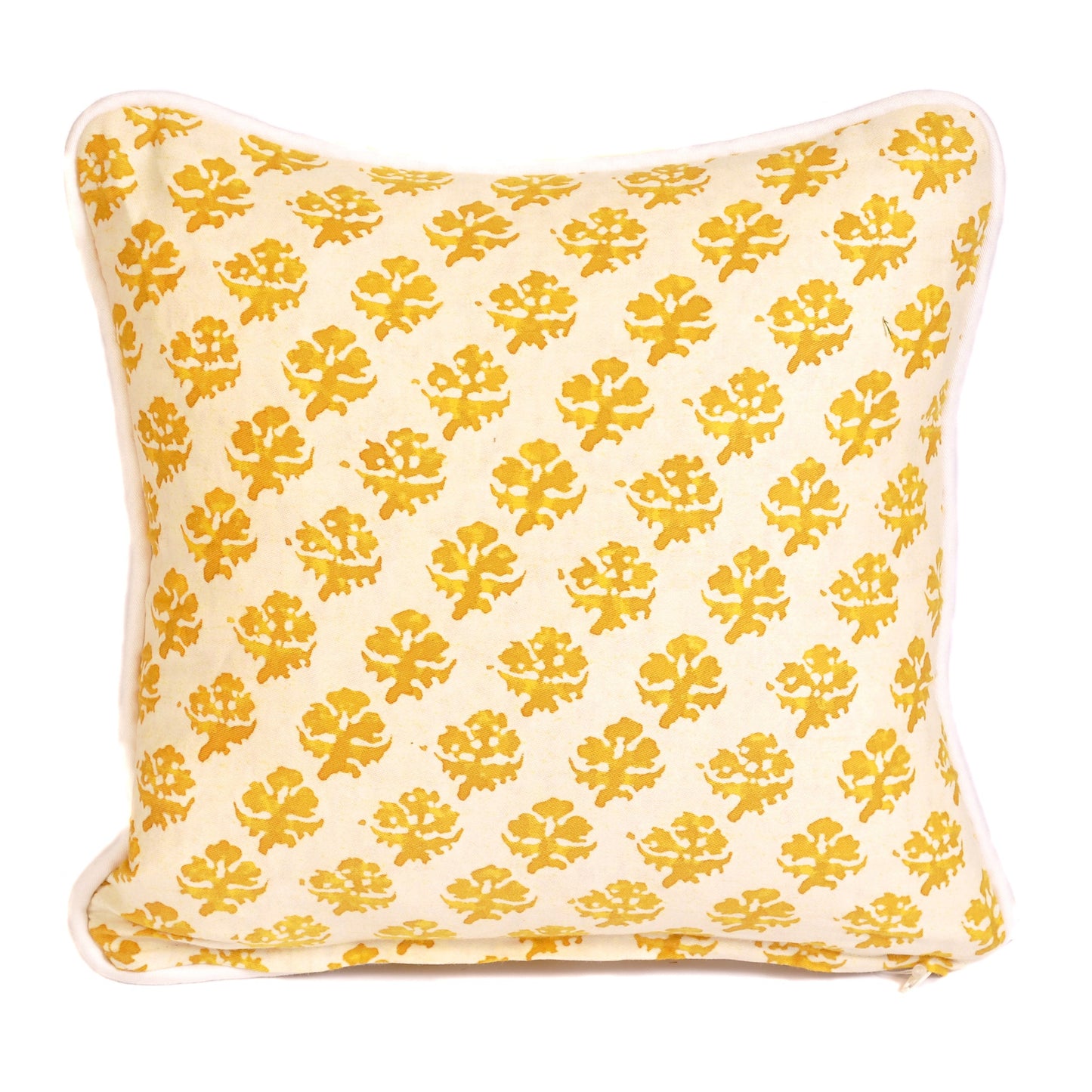 Yellow Persiano Fortuny Fabric Small Square Cushion Joanna Wood Shop