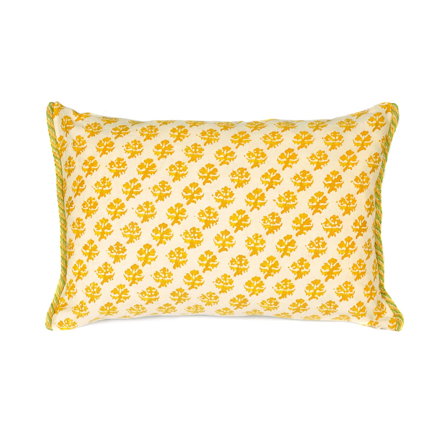 Yellow Persiano Fortuny Fabric Rectangle Cushion Not specified
