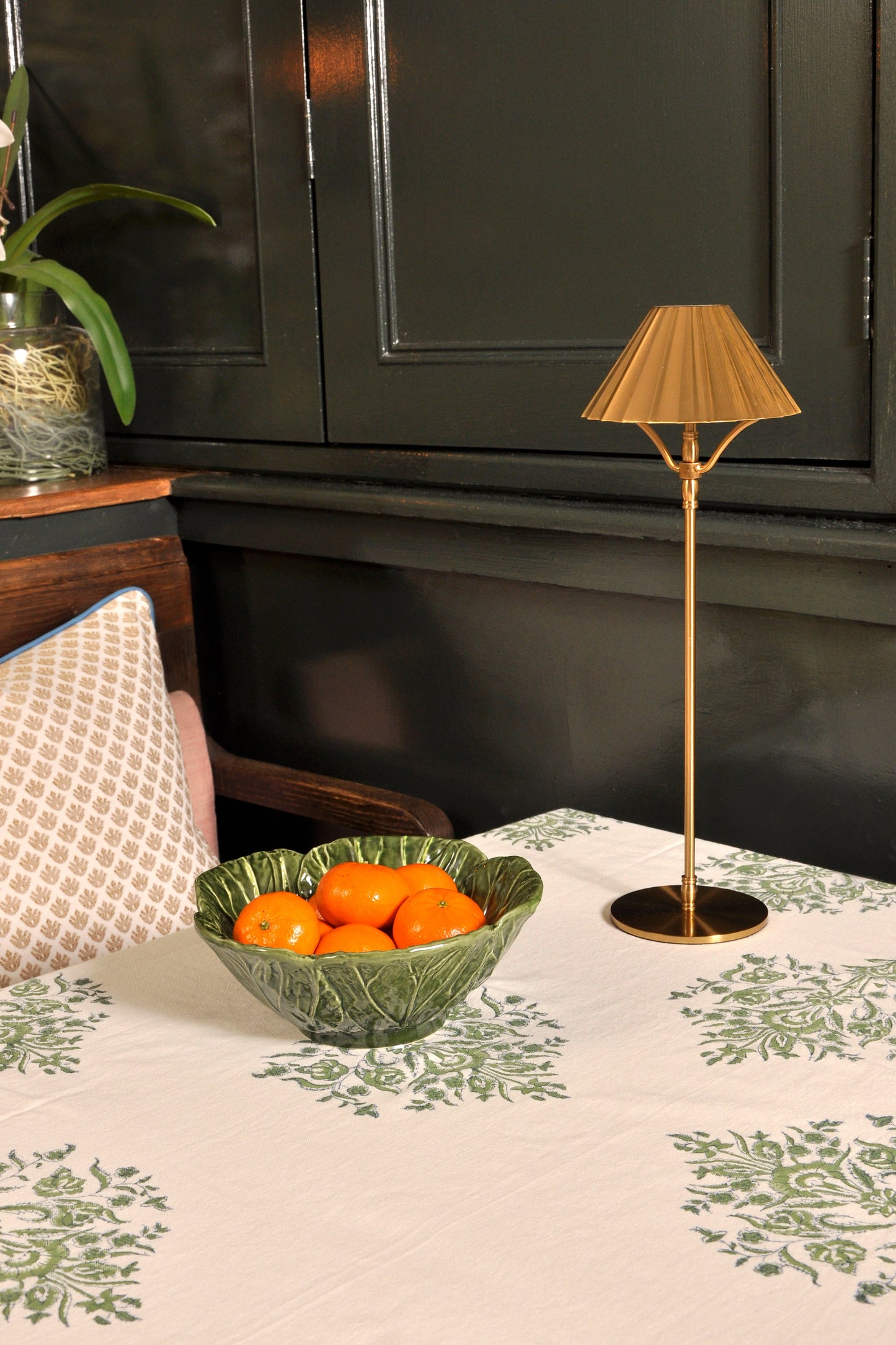 Extra Large Cream Tablecloth with Green Bouquets Joanna Wood Shop