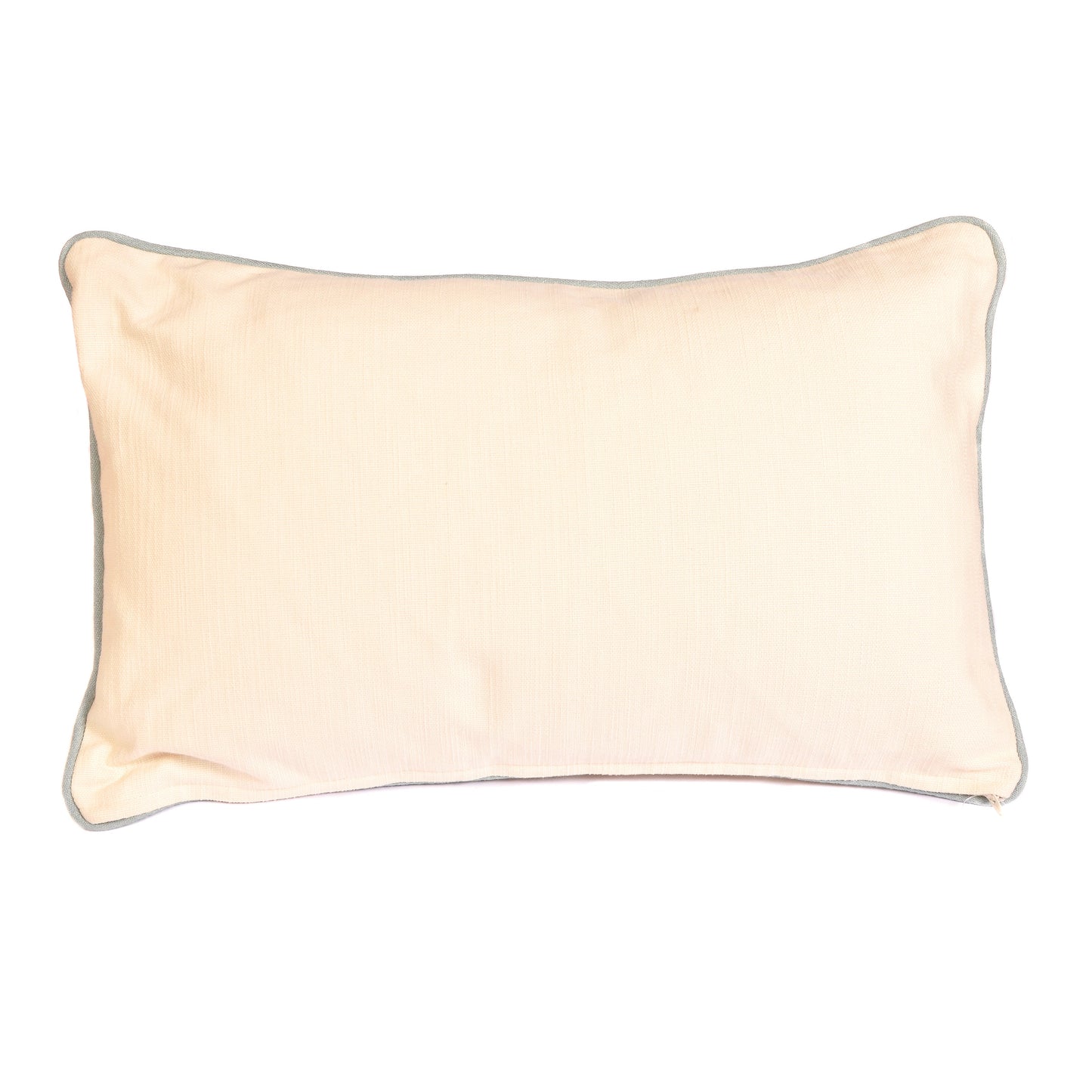 Mocha Floral Cushion with Blue Linen Piping Joanna Wood Shop