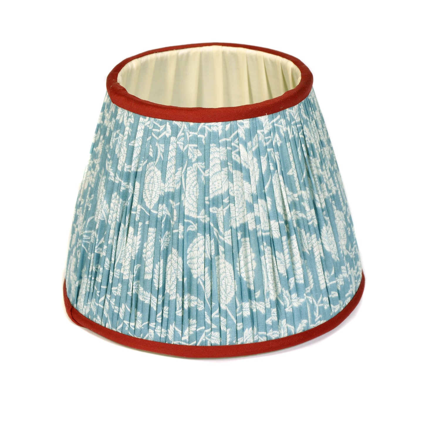 Blue Pleated Floral Lampshade with Red Trim 20cm Not specified