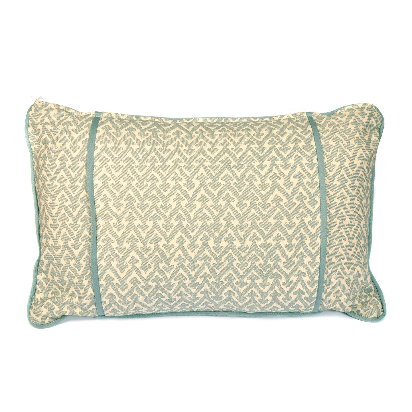 Blue Grey Fermoie Fabric Rectangle Cushion with Piping Trim