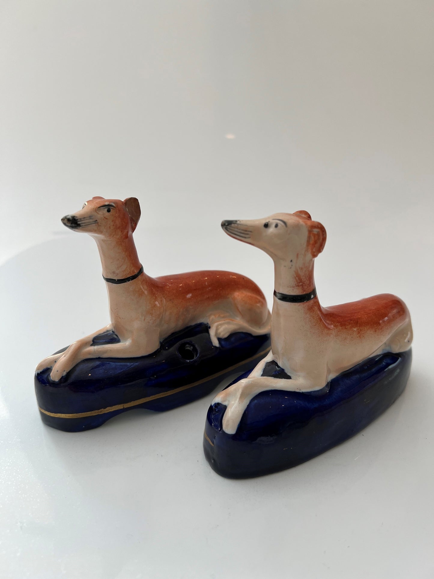 Pair of 19th Century Staffordshire Pottery Greyhound Pen Holders Joanna Wood Shop
