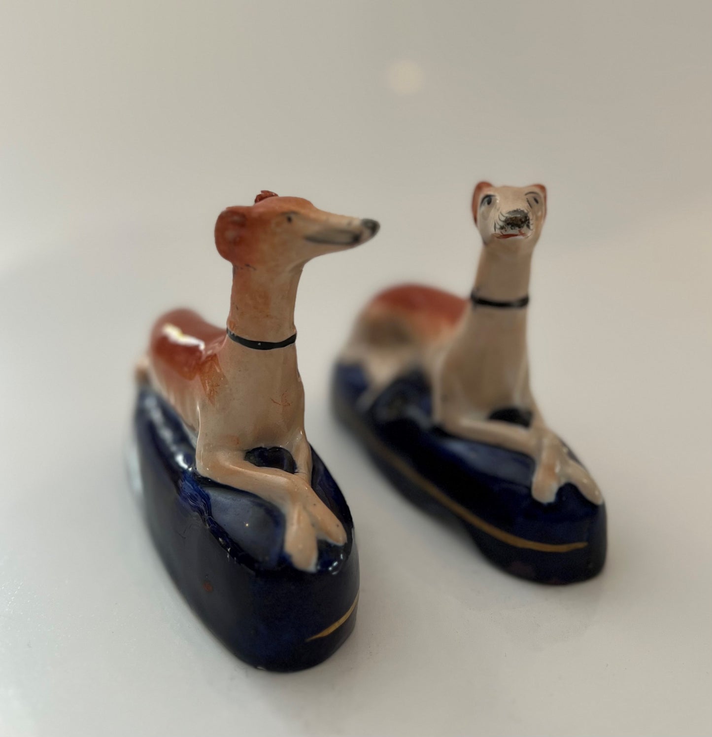 Pair of 19th Century Staffordshire Pottery Greyhound Pen Holders Joanna Wood Shop