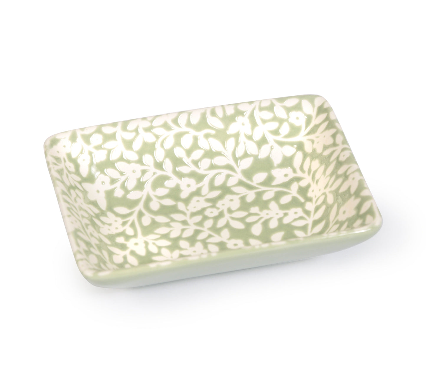 Green Floral Trinket Dish Not specified