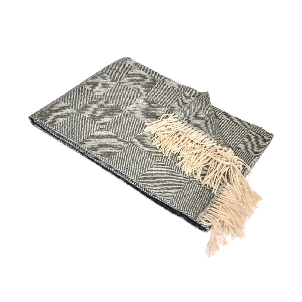 Green Diamond Check Baby Alpaca Throw Joanna Wood Shop