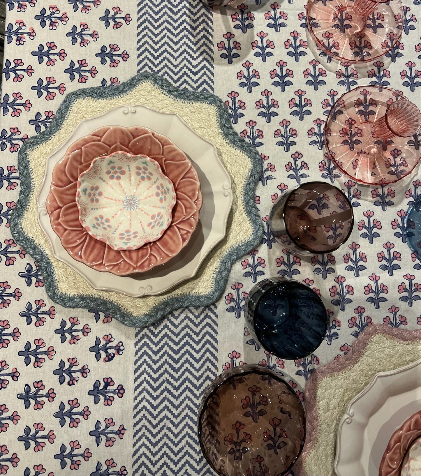 Set 6 Pale Blue Placemats in Basket Joanna Wood Shop