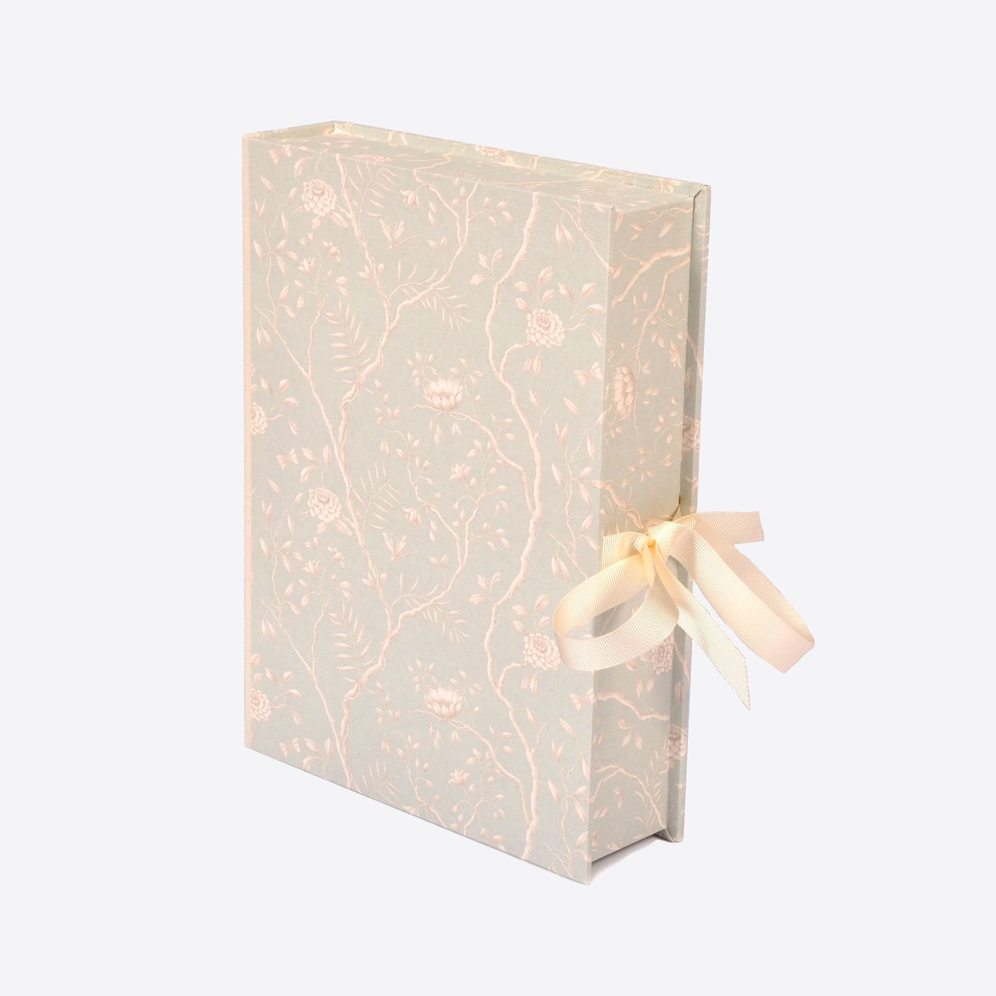 light green peony patterned A5 boxfile with cream bow