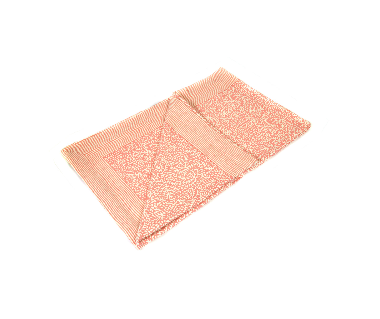 Pink and White Floral Tablecloth with Striped Border Joanna Wood Shop