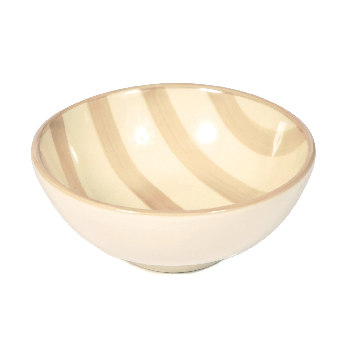 Taupe Striped Porcelain Bowl Not specified