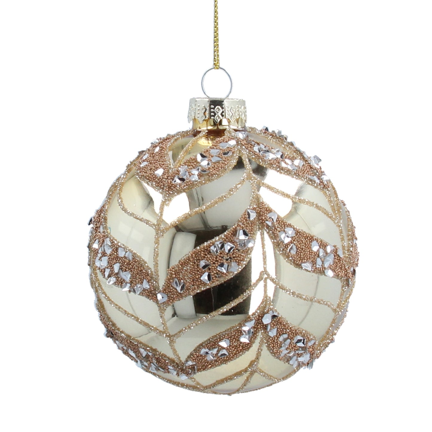 Shiny Gold Bauble with Copper Bead Swags Not specified
