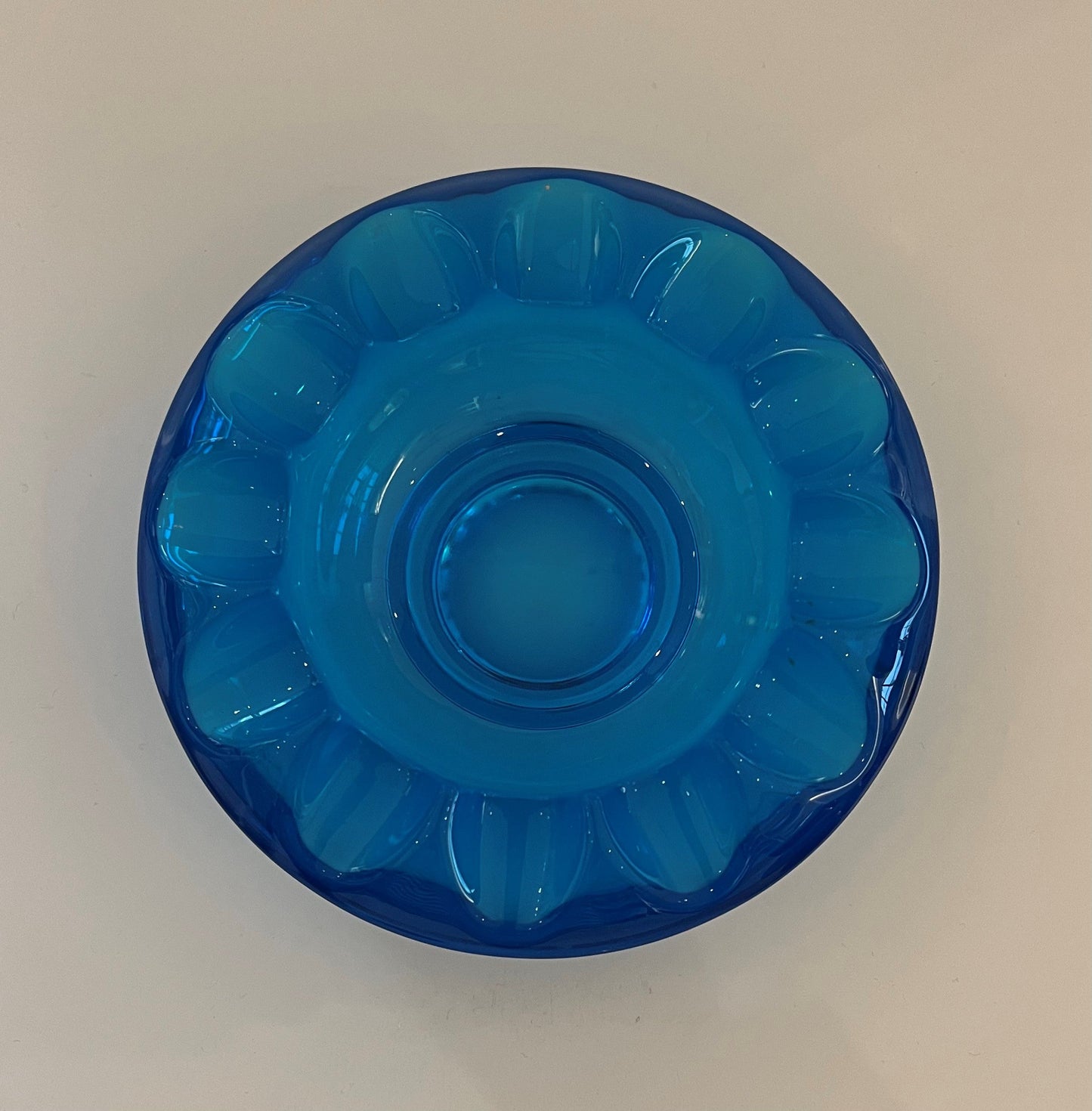 1960s Turquoise Czech Glass Ashtray Joanna Wood Shop