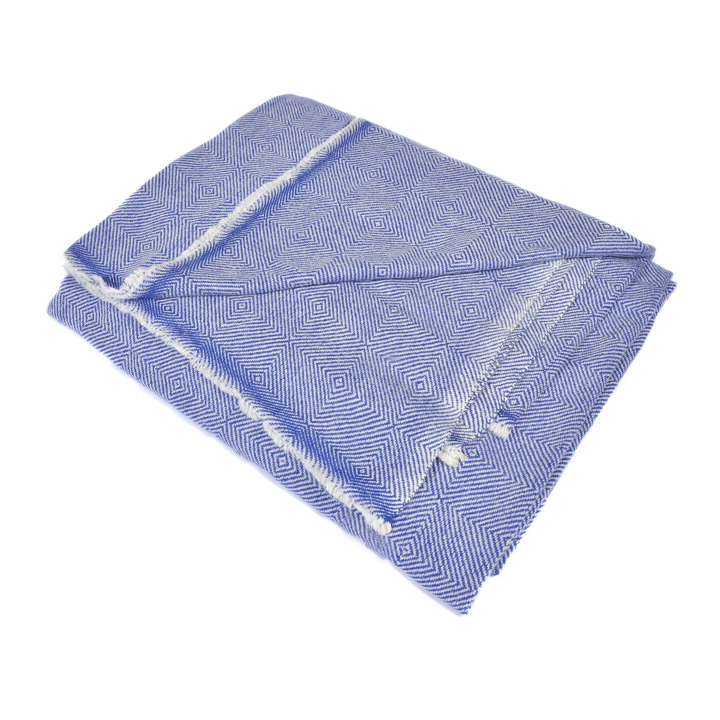 Royal Blue Squares Cashmere Throw Joanna Wood Shop