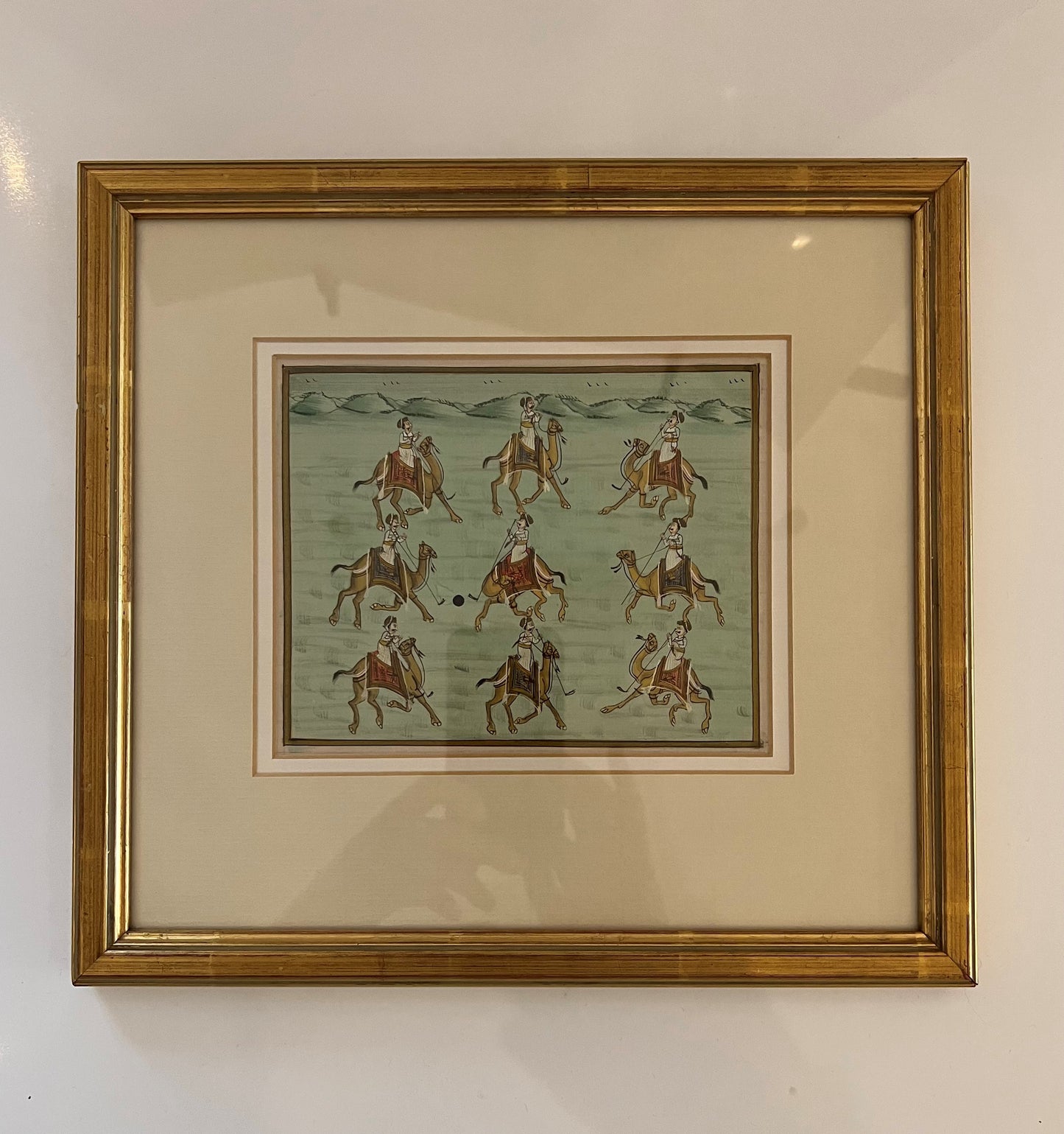 Gold Framed Camel Polo Match Painting Not specified
