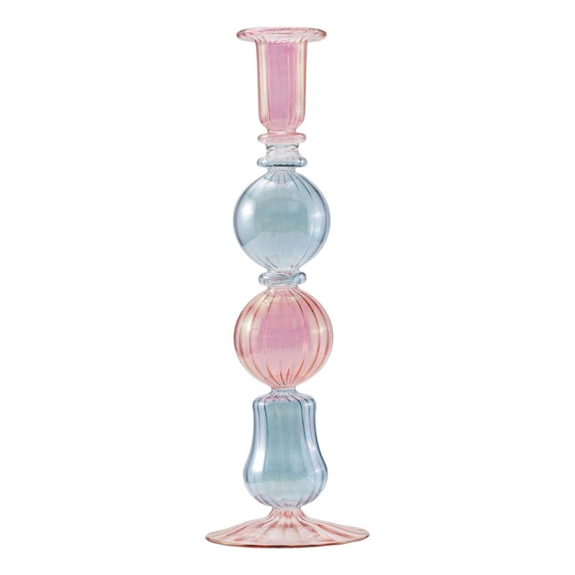 Light Pink/Blue Mouthblown Candlestick Joanna Wood Shop