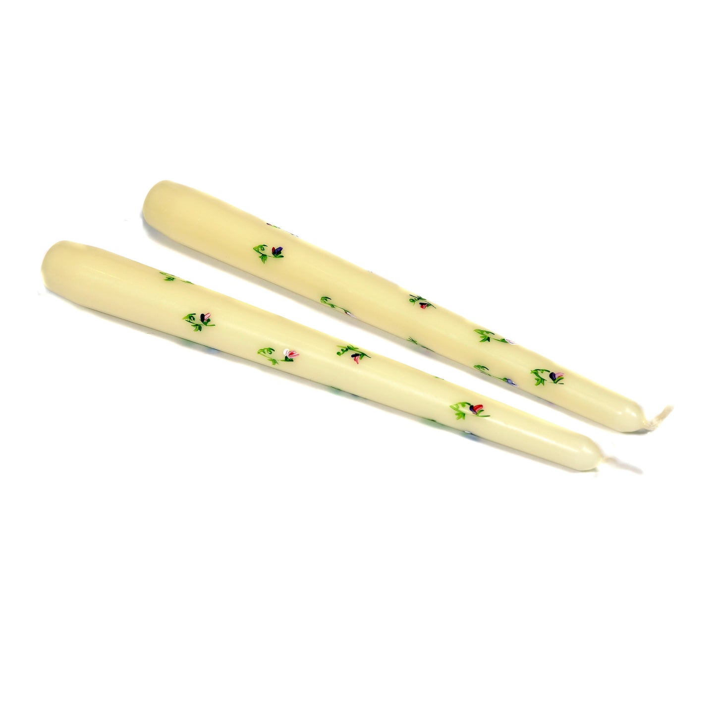 Pair of Sweet Pea Painted Floral Candles Not specified