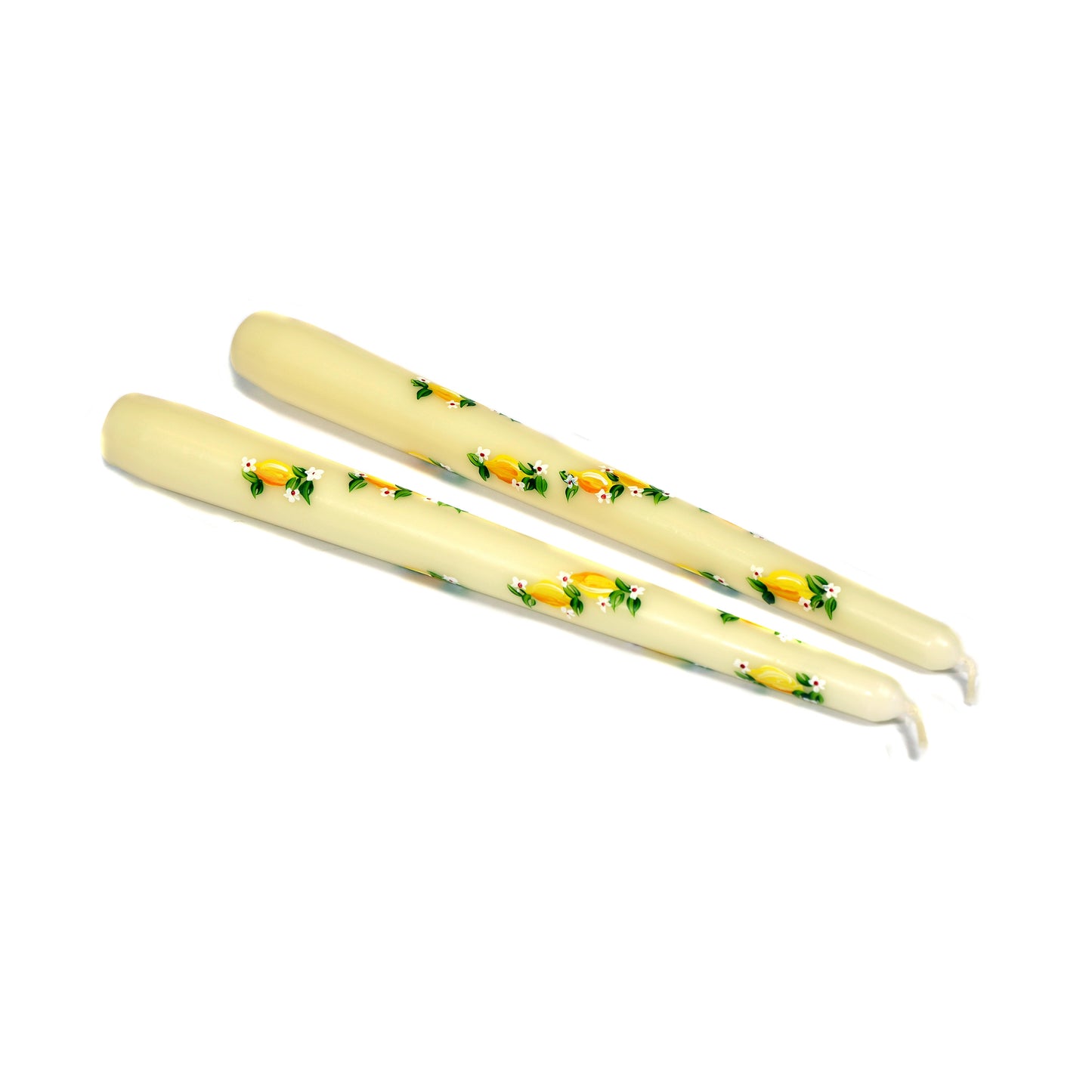 Pair of Lemons Hand Painted Floral Candles Not specified