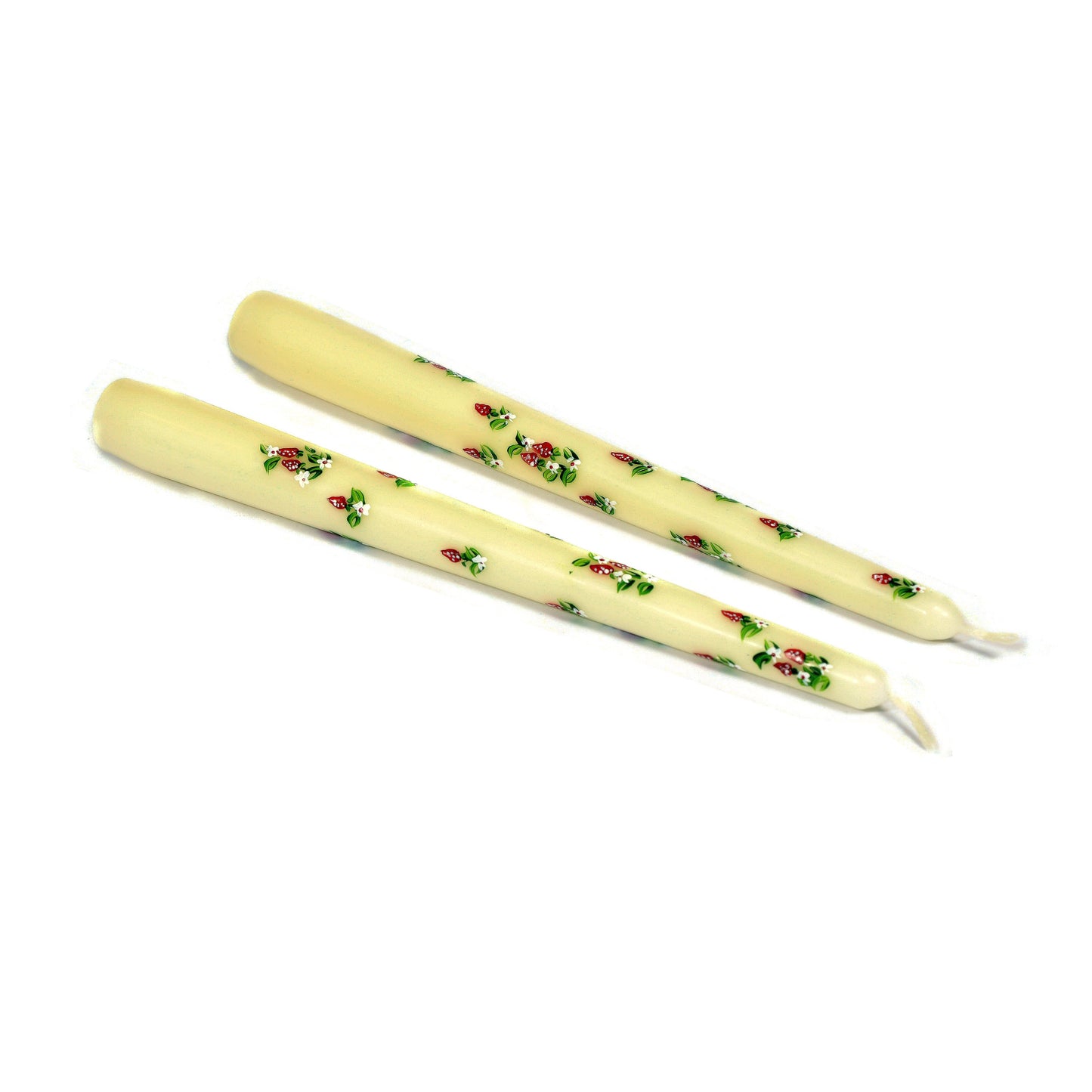 Pair of White Hand Painted Strawberry Candles Not specified