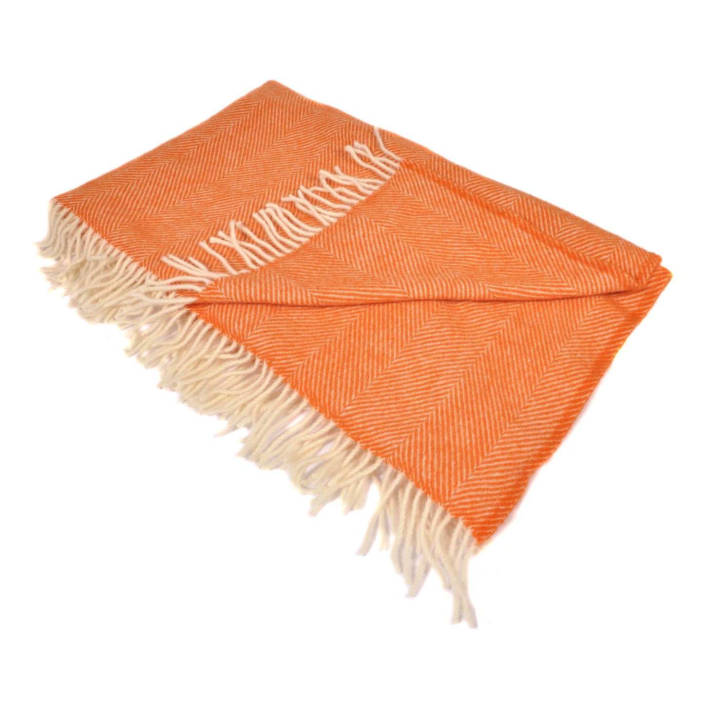 Orange and White Wool Throw Not specified