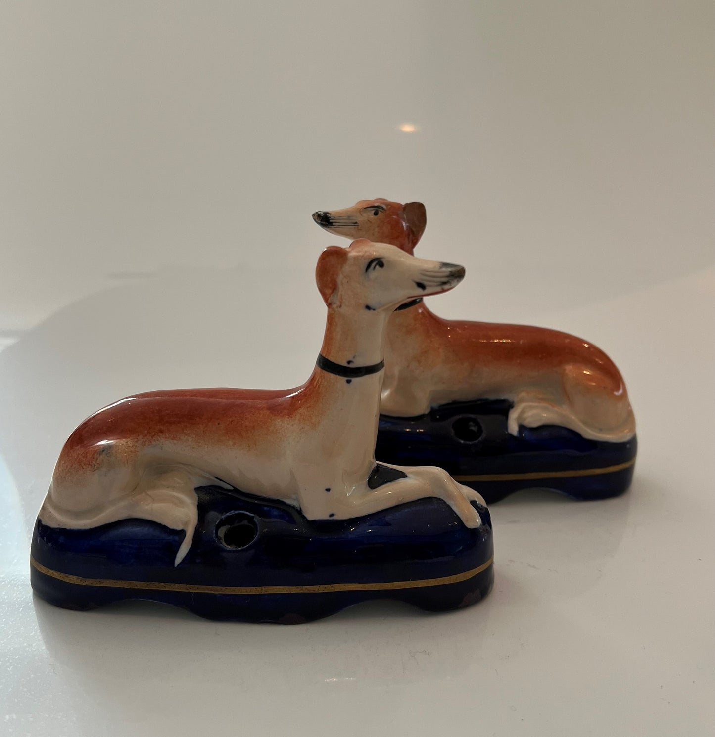Pair of 19th Century Staffordshire Pottery Greyhound Pen Holders Joanna Wood Shop