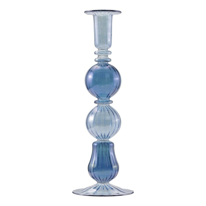 Light Blue/Blue Mouthblown Candlestick Joanna Wood Shop