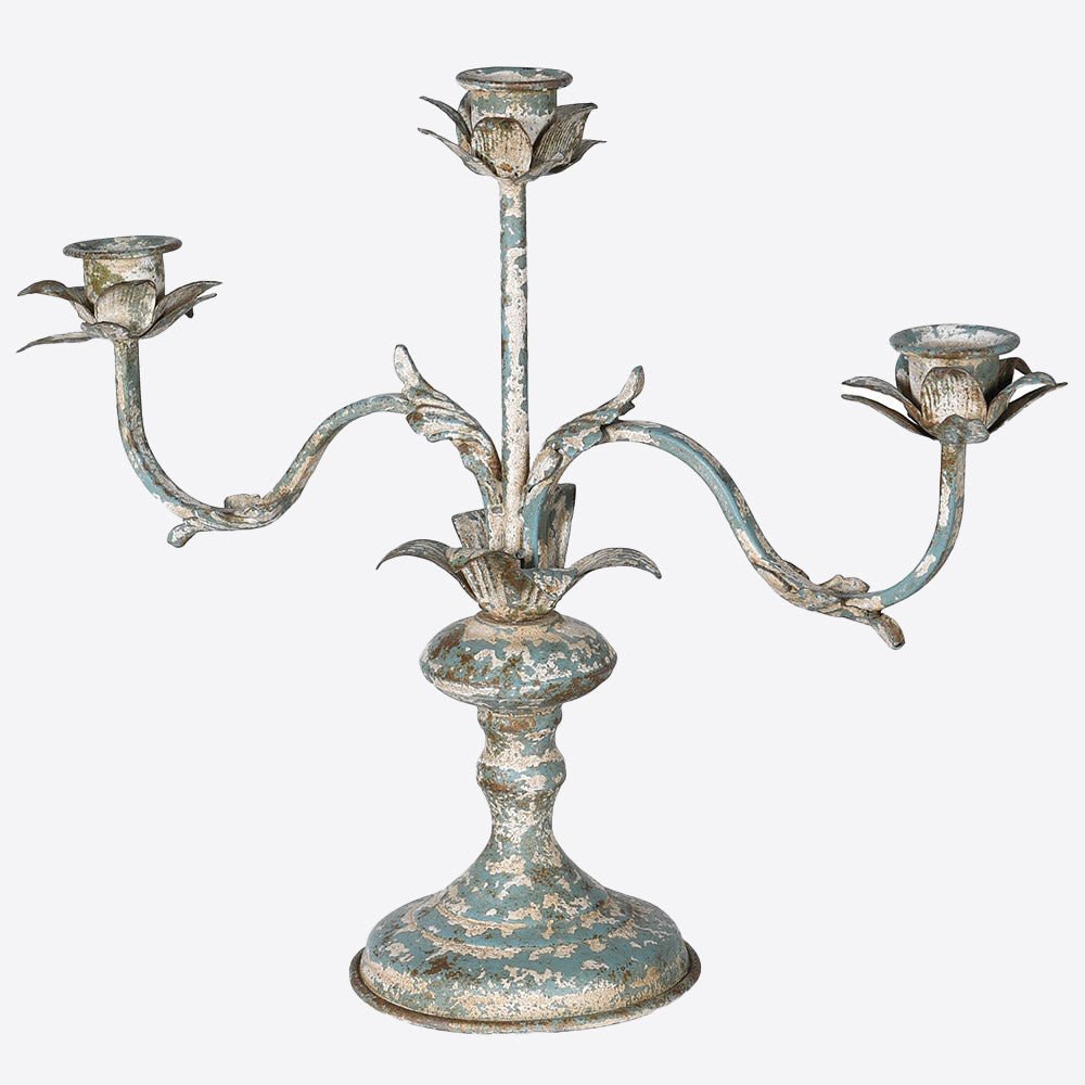 Aqua Painted Candelabra Joanna Wood Shop