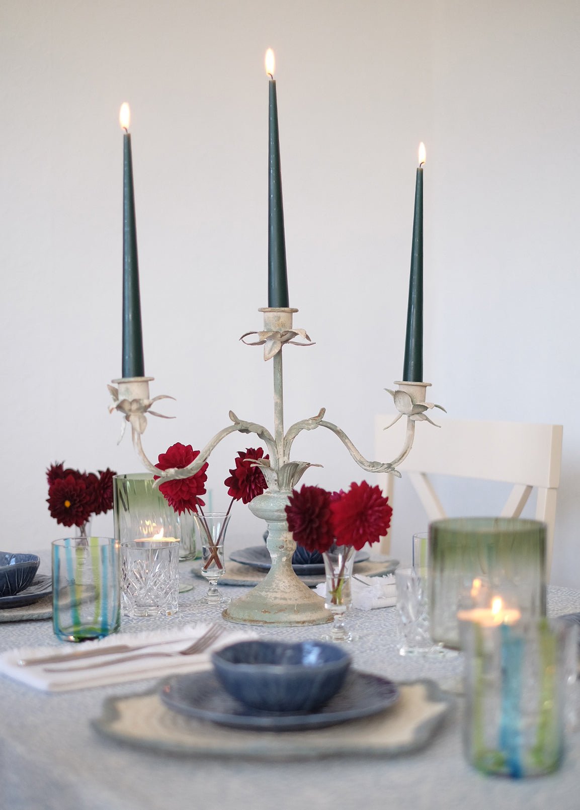 Aqua Painted Candelabra Joanna Wood Shop