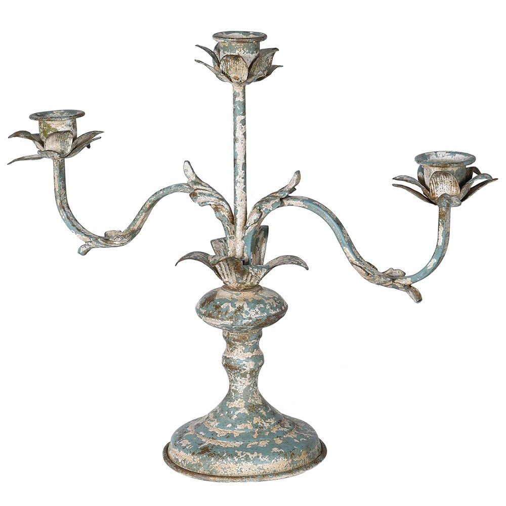 Aqua Painted Candelabra Joanna Wood Shop