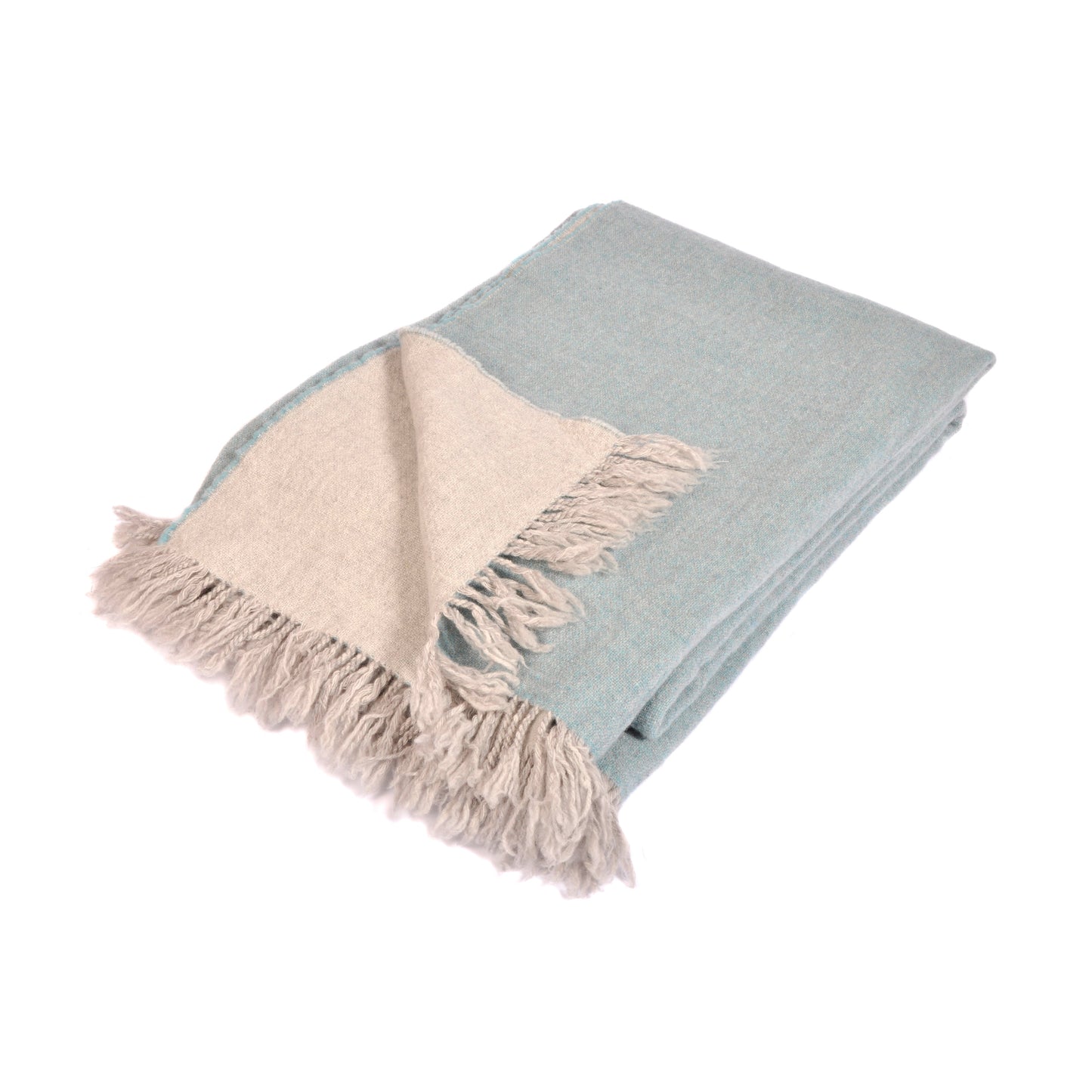 Aqua/Grey Reversible Merino Throw Joanna Wood Shop