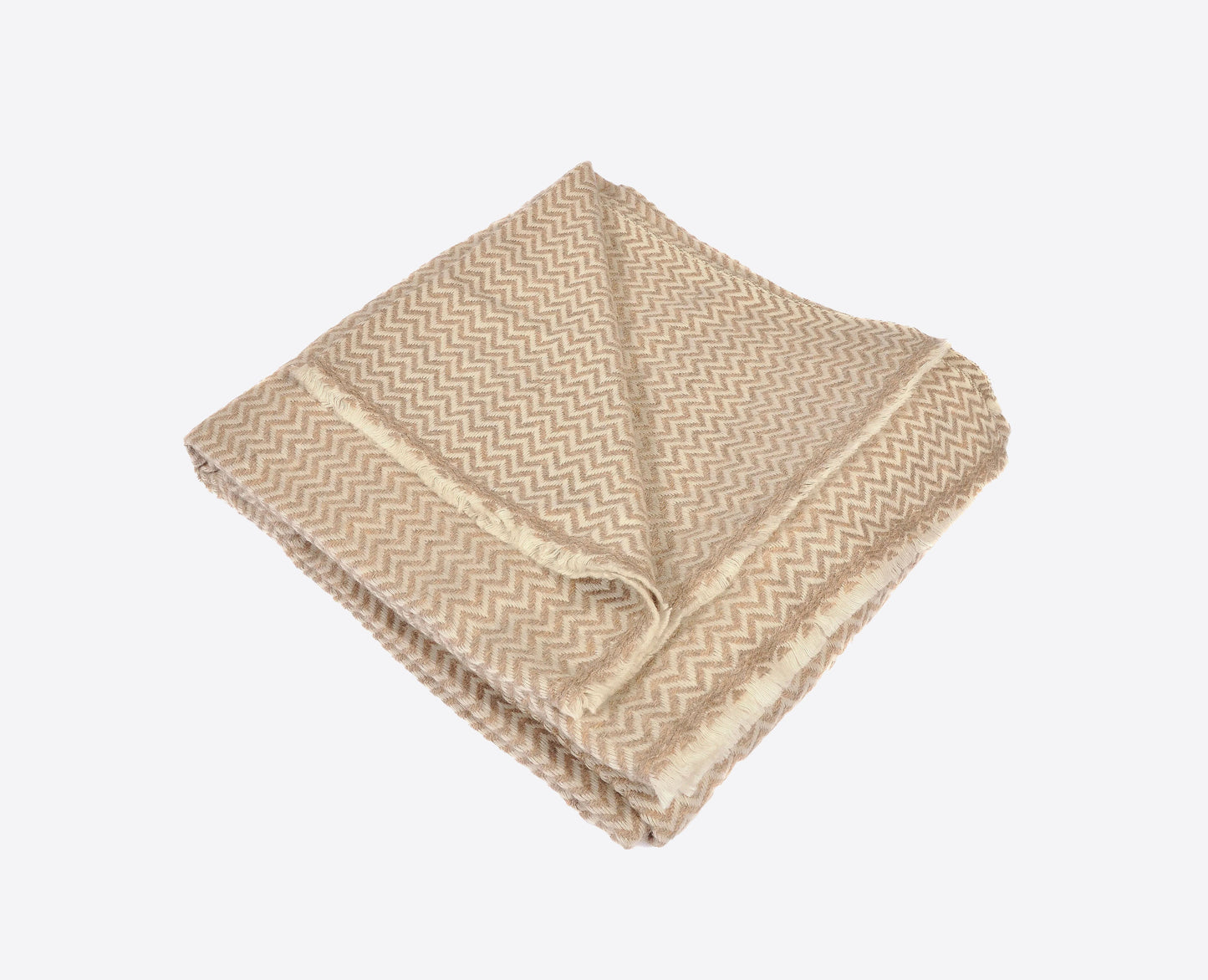 Super-soft grey zig-zag cashmere blanket