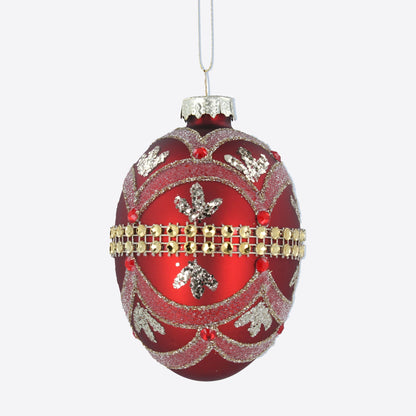 Red Glass Egg with Swags Not specified