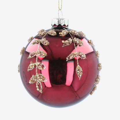 Red Bauble with Gold Leaf Drops Not specified