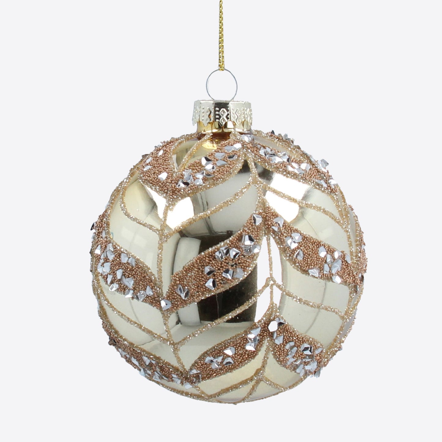 Shiny Gold Bauble with Copper Bead Swags Not specified